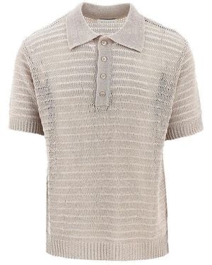 MARSĒM Linen Knitted Polo Shirt - Natural