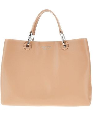 Emporio Armani Nappa Leather Medium Myea Bag - Natural
