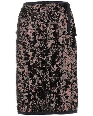 Prada Sequinned Midi Skirt - Black