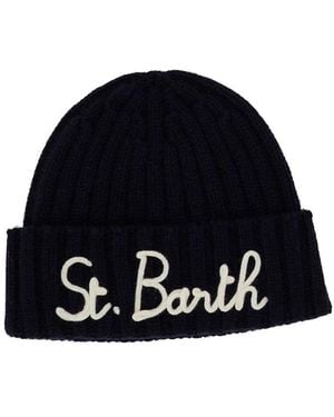 MC2 Saint Barth Wool-Blend Beanie Hat With Logo Embroidery - Black