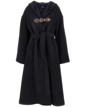 Etro Wool-Blend Oversized Coat - Black