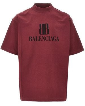 Balenciaga 'Nano Bb' Medium Fit T-Shirt - Red
