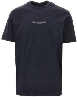 Emporio Armani 3D-Effect Logo Print T-Shirt - Blue