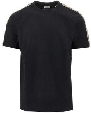 Burberry T-Shirt With Check Trimmings - Black