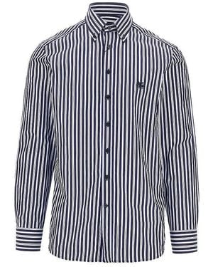 Etro Pegaso Logo Cotton Shirt - Blue