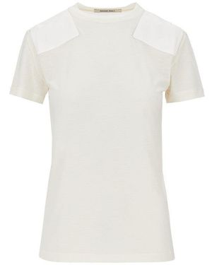 Phoebe Philo Cotton And Lyocell T-Shirt With Patch - White