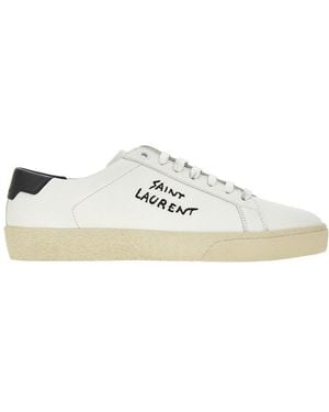 Saint Laurent Sl/06 Signature Leather Trainers - White