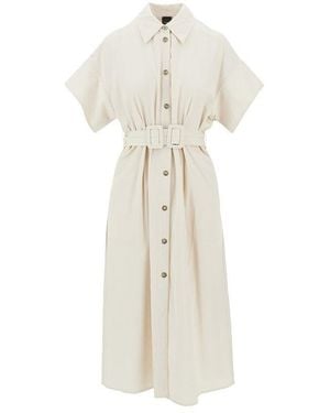 Pinko Cotton Midi Shirt Dress - White