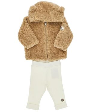 Moncler Teddy Fleece And Cotton Two-Piece Set Kids - Natural