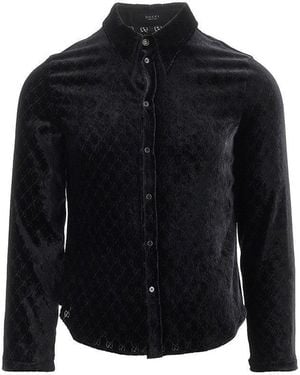 Gucci Gg Dévoré Velvet Shirt - Black