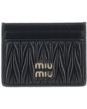 Miu Miu Matelassé Nappa Leather Cardholder - Black