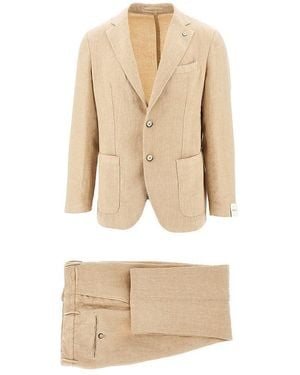 L.B.M. 1911 L. B.M. 1911 Linen Single-Breasted Tailored Suit - Natural