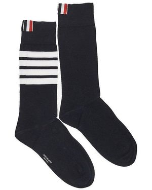 Thom Browne '4 Bar' Cotton Socks - Blue