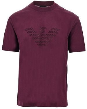 Emporio Armani Lyocell And Cotton Blend T-Shirt With Logo - Purple