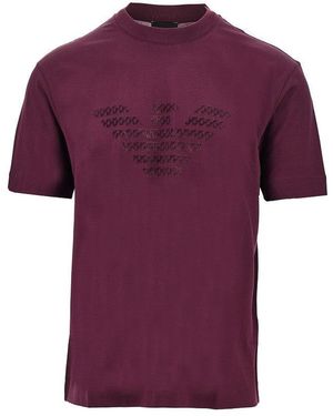 Emporio Armani Lyocell And Cotton Blend T-Shirt With Logo - Purple