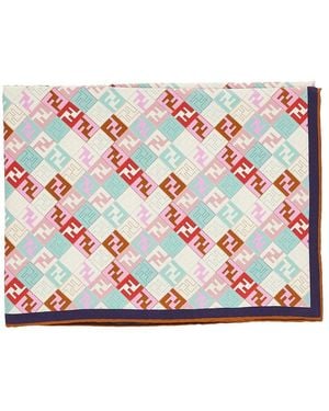 Fendi Ff Print Silk Scarf - Red