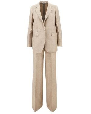 Tagliatore 'Adrianne' Linen-Blend Tailored Suit - Natural
