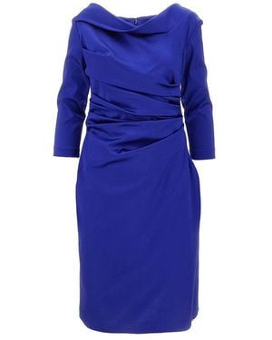 Talbot Runhof Duchesse Satin Knee-Length Dress - Blue