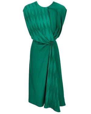 Versace Diamond Motif Silk-Blend Midi Dress - Green