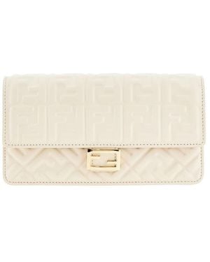 Fendi Embossed Nappa Leather 'Baguette' Clutch - Natural