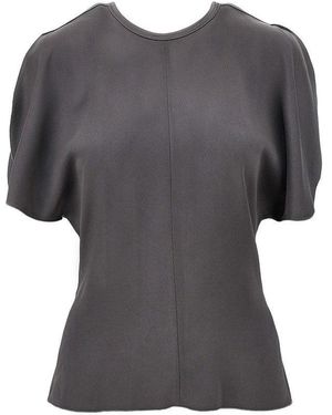 Victoria Beckham Bela Crepe Back Satin Top - Grey