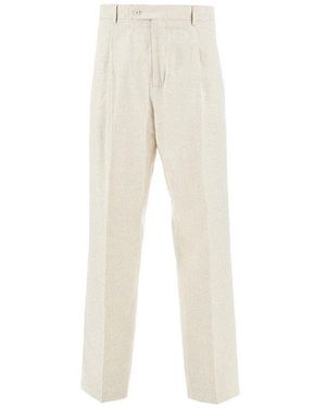 MARSĒM Chevron Linen And Cotton Pants With Dart - Natural