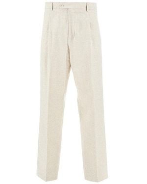 MARSĒM Chevron Linen And Cotton Trousers With Dart - Natural