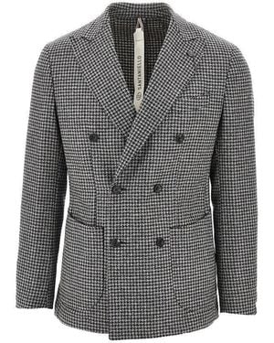 Santaniello Houndstooth Wool Jacket - Gray