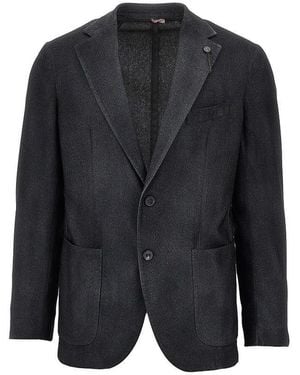 Santaniello Wool-Blend Destructured Jacket - Black