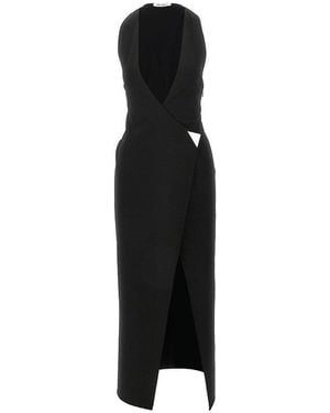 The Attico Jersey Midi Wrap Dress - Black