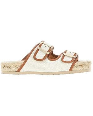 Manebí Canvas And Leather Slides - Natural