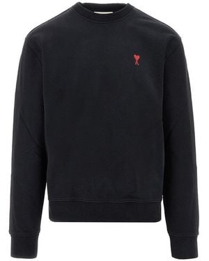 Ami Paris De Coeur Embroidery Crewneck Sweatshirt - Blue