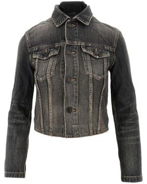 Balenciaga Denim Jacket With Laced Back - Black