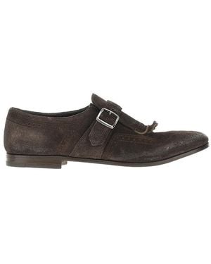 Church's Suede Leather 'Shanghai' Monk Strap Shoes - Brown