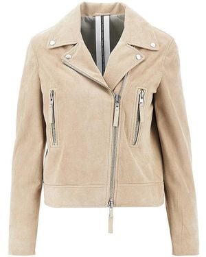 S.W.O.R.D Suede Leather Biker Jacket - Natural