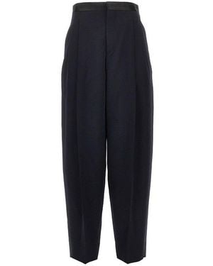 Bottega Veneta Grain De Poudre Wool Trousers With Darts - Blue