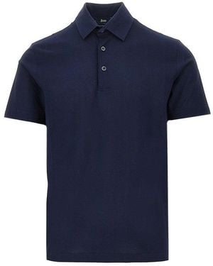 Herno Crepe Voile Jersey Polo Shirt - Blue