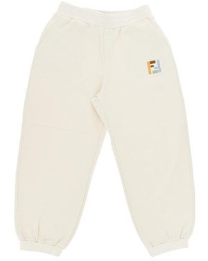 Fendi Ff Embroidery Joggers Kids 12 - White