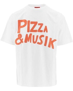 Public Possession 'Pizza & Musik' Cotton T-Shirt - White