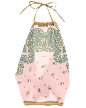Pinko Printed Twill Scarf Top - Pink