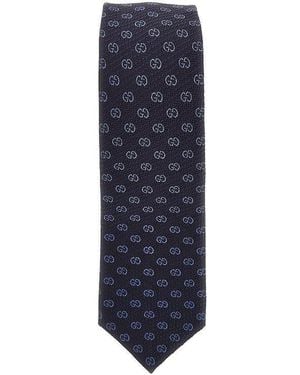 Gucci Gg Jacquard Silk Necktie - Blue