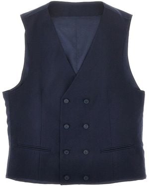 BRERAS Milano Double-Breasted Tailored Vest - Blue