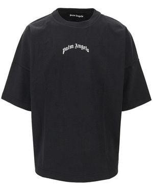 Palm Angels Curved Logo Oversized T-Shirt - Black