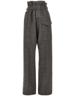 Etro Check Wool Trousers With Belt - Grey