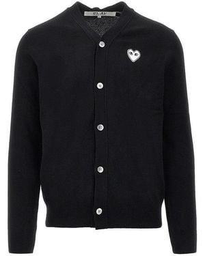 COMME DES GARÇONS PLAY Heart Patch Wool Cardigan - Blue