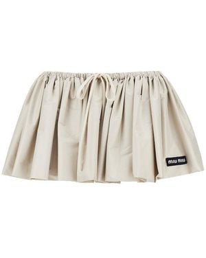 Miu Miu Tec Pongé Mini Skirt - Natural