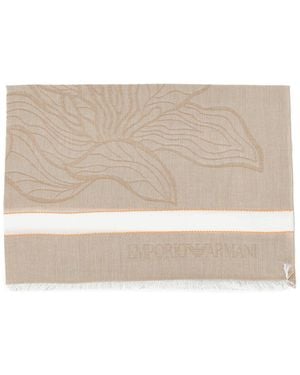 Emporio Armani Jacquard Cotton-Blend Scarf - Natural