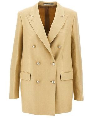 Tagliatore 'Jasmine' Double-Breasted Linen Jacket - Natural