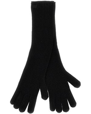 Weekend by Maxmara Long Cashmere Gloves With Embroidery - Black