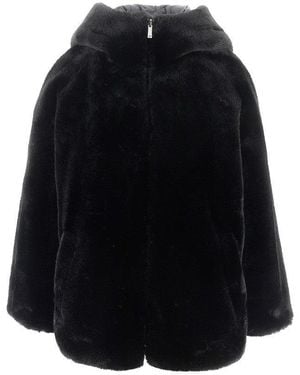 Emporio Armani Faux Fur And Nylon Reversible Jacket - Black